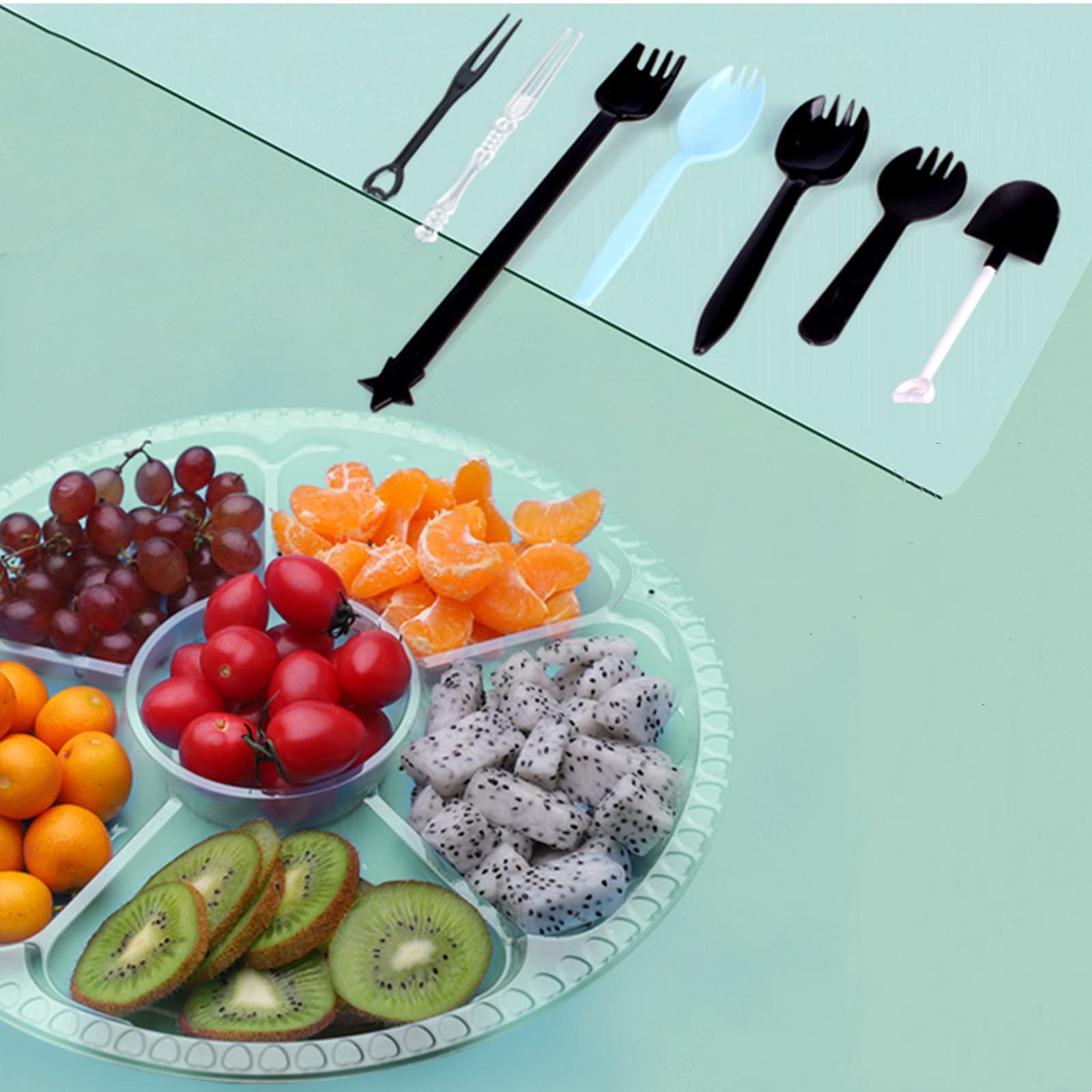 Lyellfe bandejas versátiles para verduras, frutas y snacks en una presentación limpia
