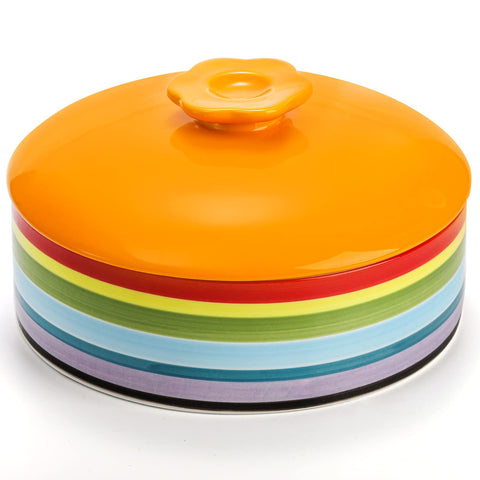 Lyellfe calentador colorido de tortillas diseño arco iris con tapa para mesa