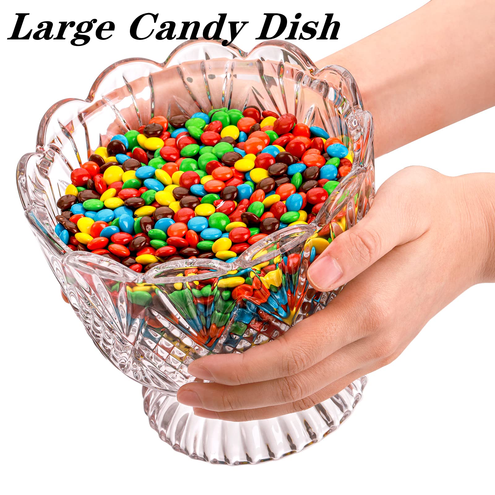 Lyellfe cuenco dulces cristal con tapa relieve, ideal para barra de dulces y regalos