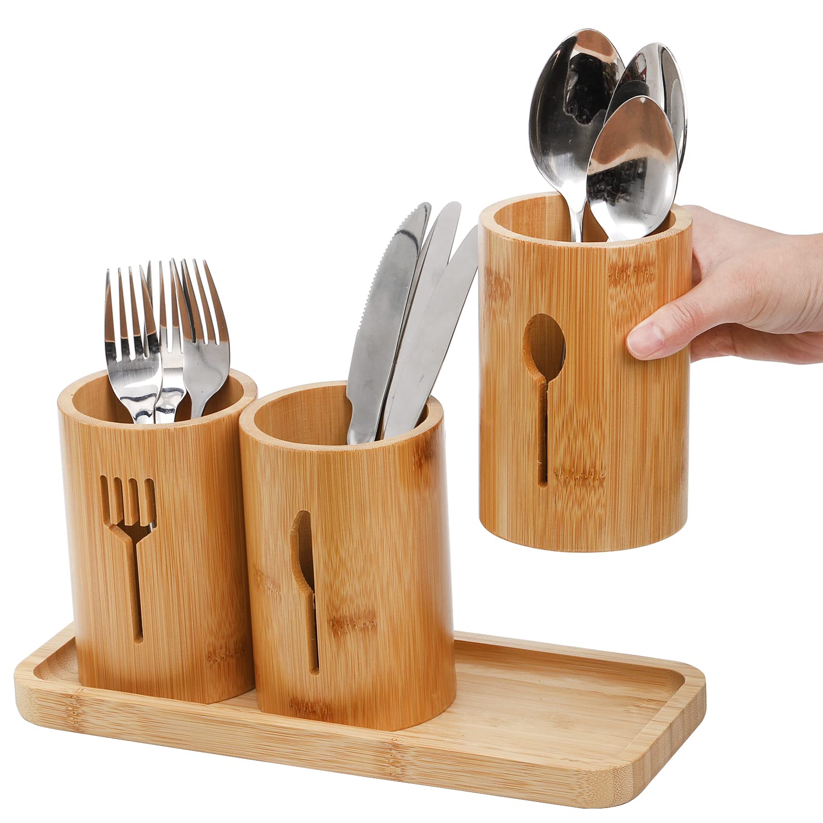 Lyellfe diseño rústico en bambú aporta estilo y organización a la cocina.