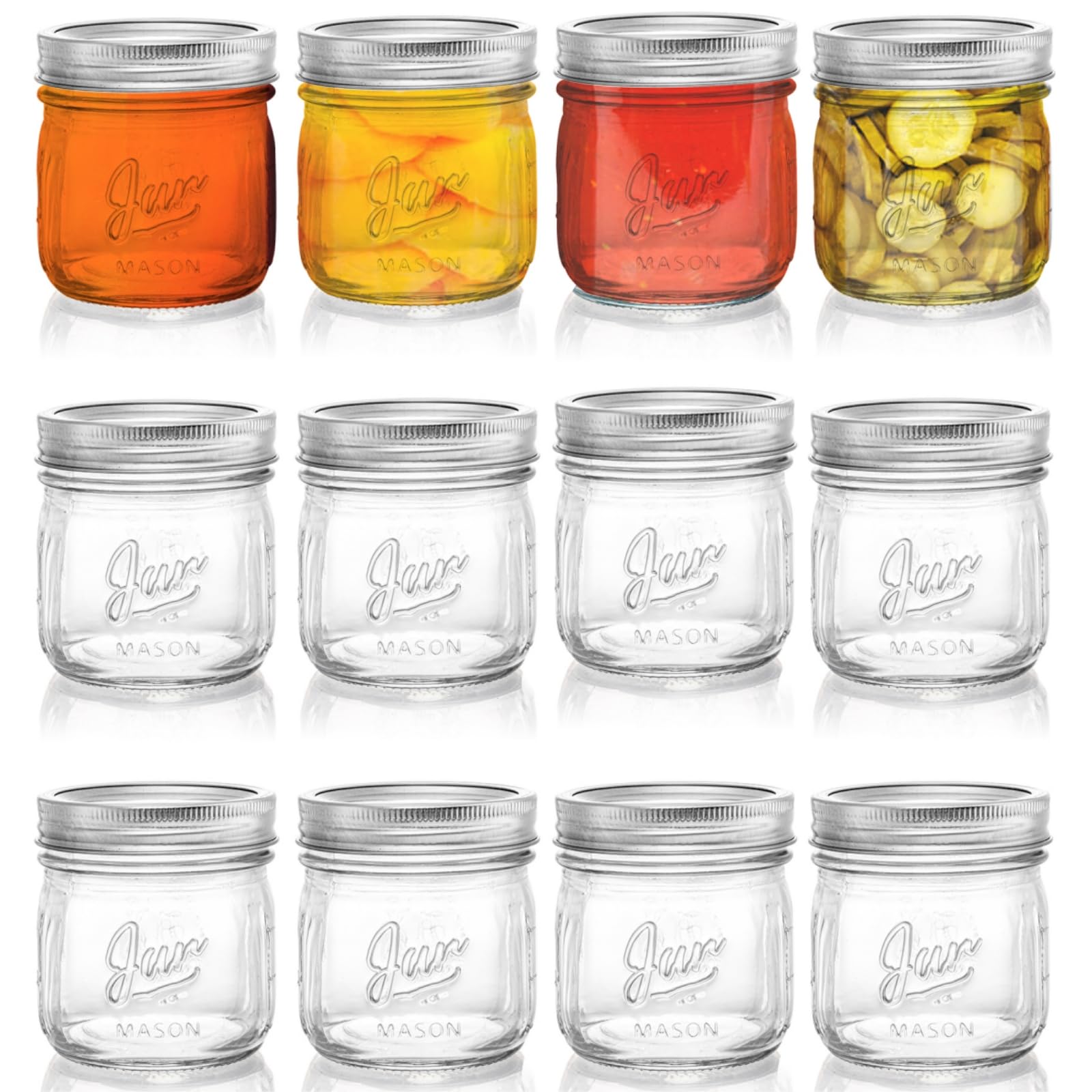 Lyellfe frascos mason boca-ancha 16oz para almacenamiento seguro y fácil organización.