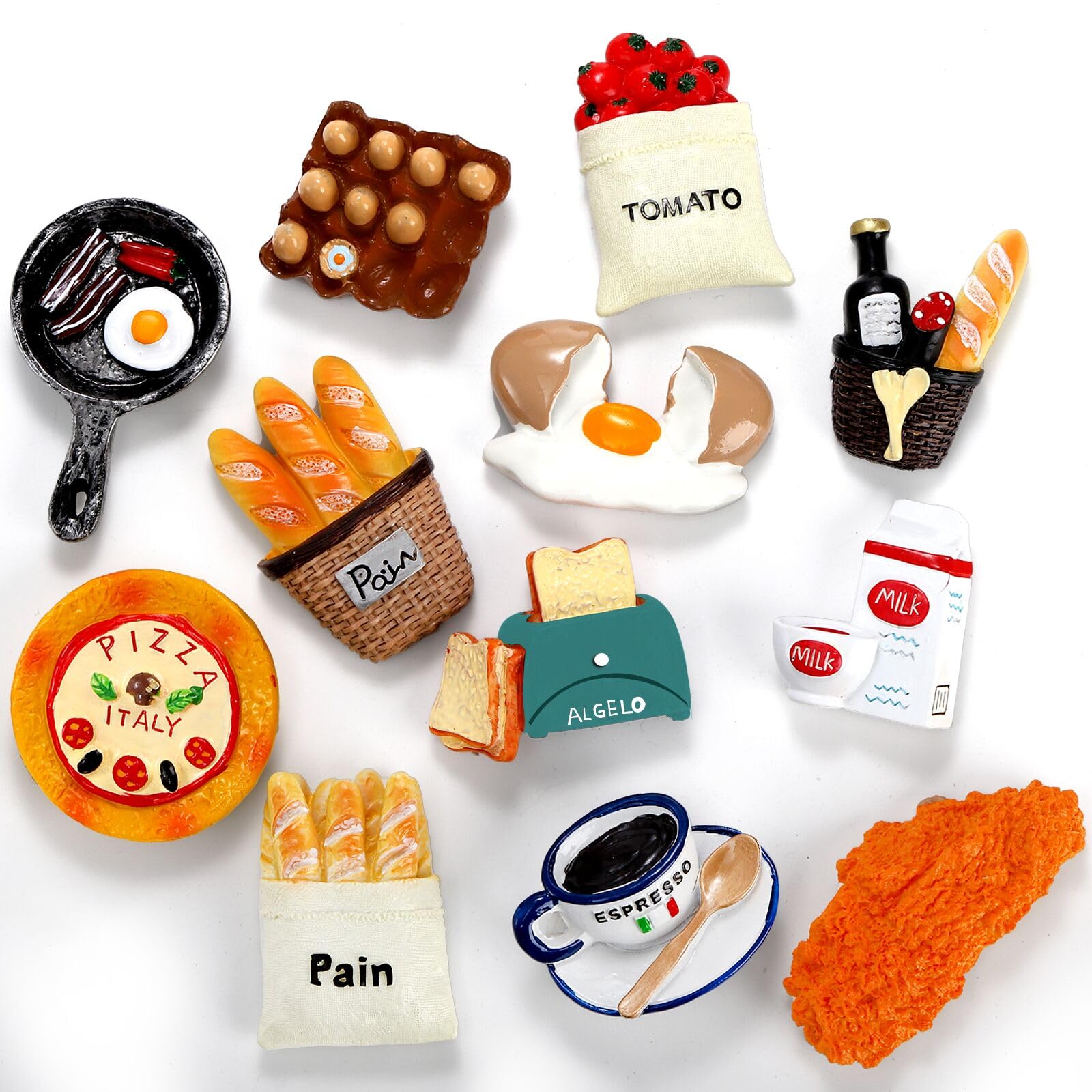 Lyellfe imanes 3D de comida para nevera, decorativos y fáciles de colocar.