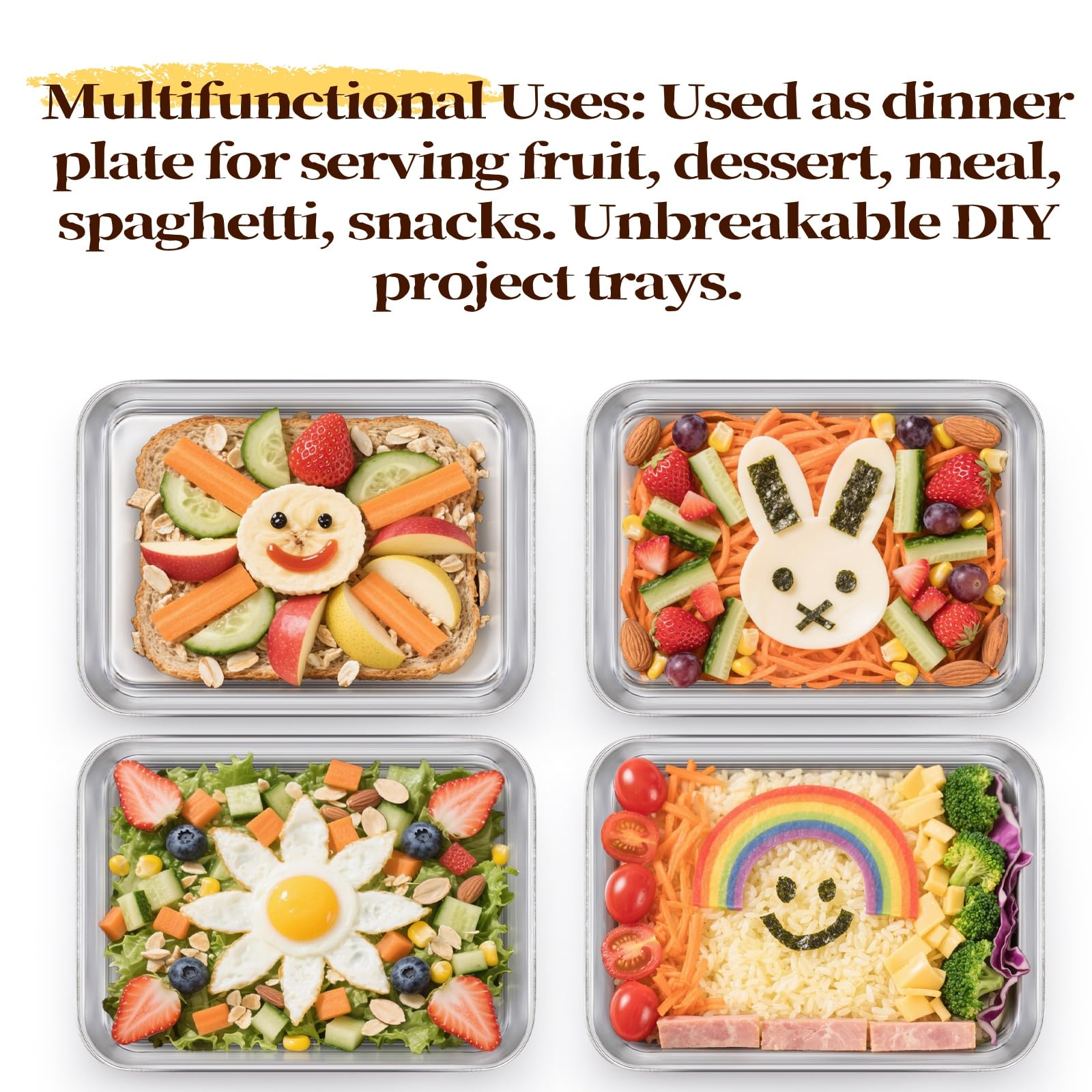 Lyellfe platos para horno de acero inoxidable con acabado pulido y fácil limpieza.