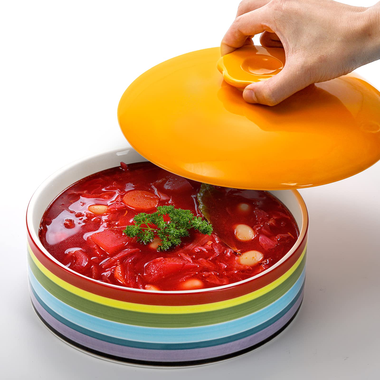 Lyellfe porta tortillas cerámico con tapa para servicio práctico