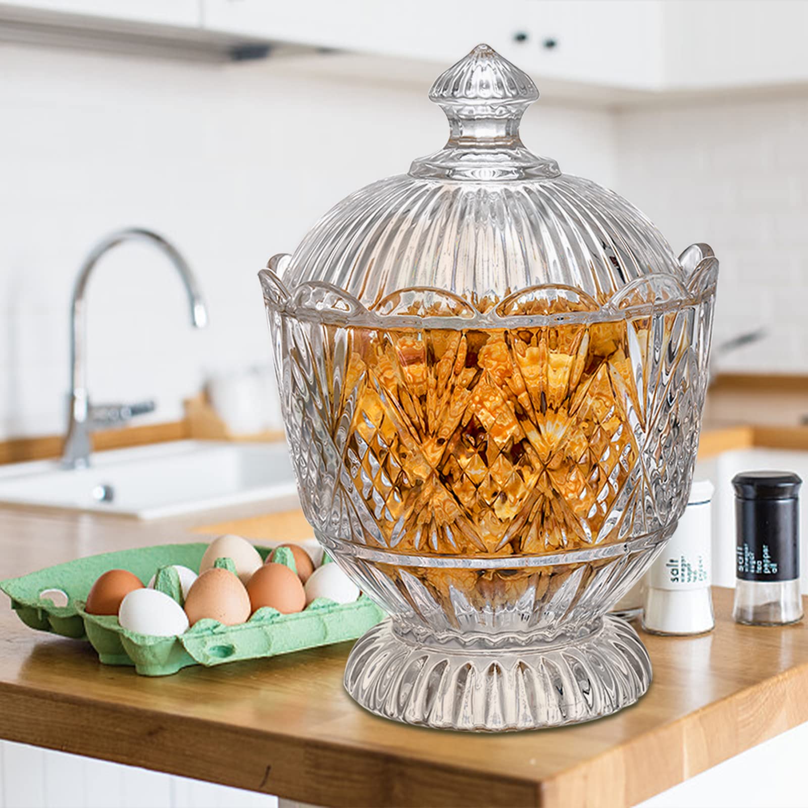 Lyellfe regalo navidad dulces cristal con tapa relieve, práctico para fiestas y momentos