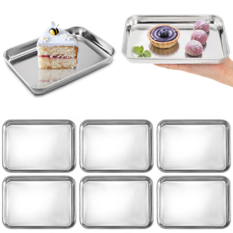 Lyellfe seis platos pequeños de acero inoxidable, aptos para horno y uso diario.