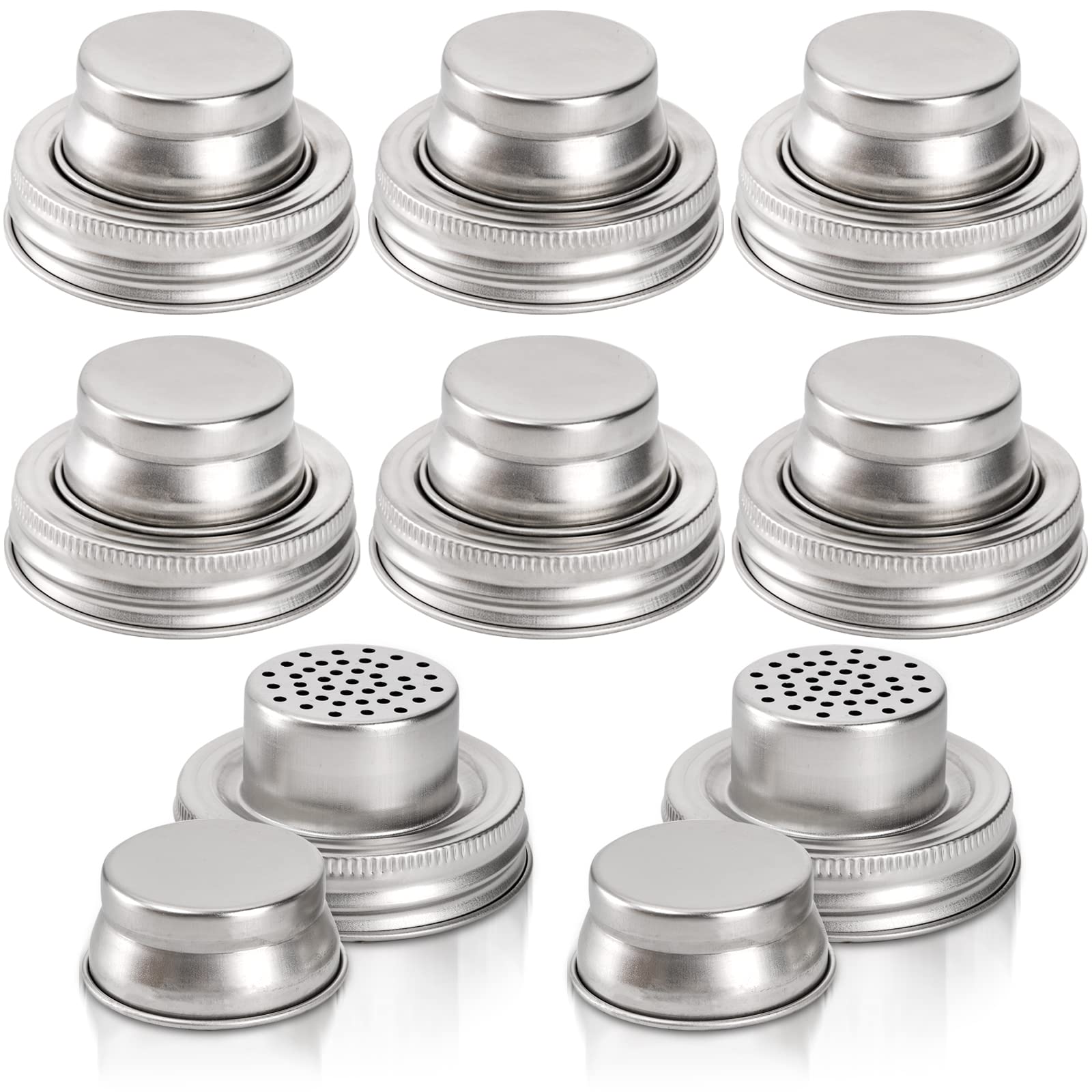 Lyellfe tapas para jarras Mason 8 piezas con junta de silicona para conservar especias
