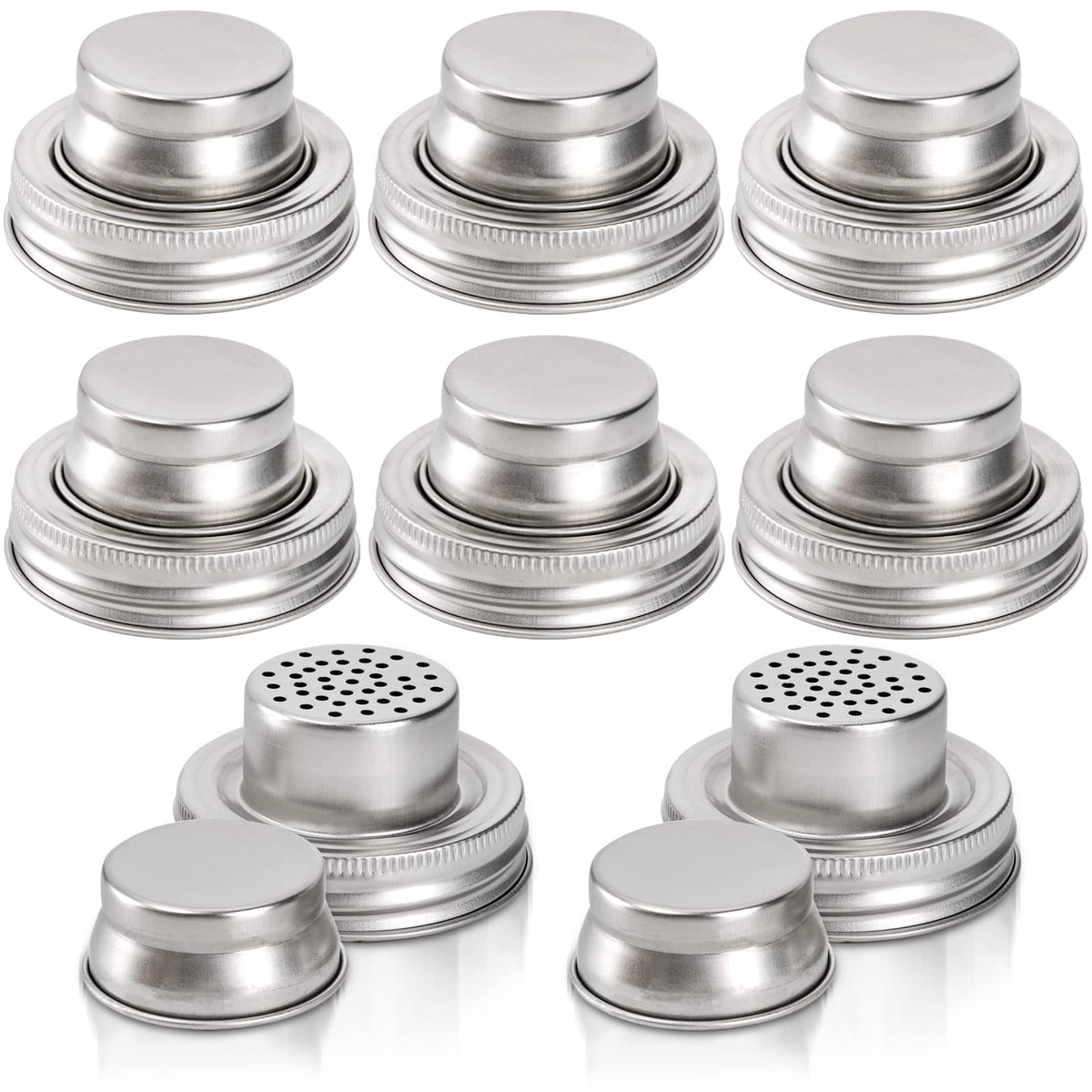 Lyellfe tapas para jarras Mason 8 piezas con junta de silicona para conservar especias