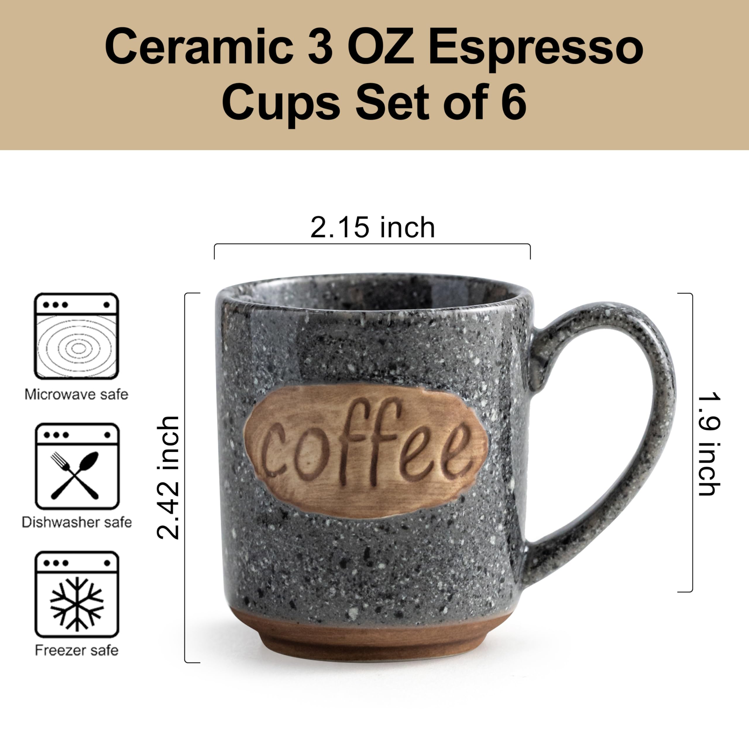Detalle de la taza LYEOBOH expreso gris con diseño sobrio
