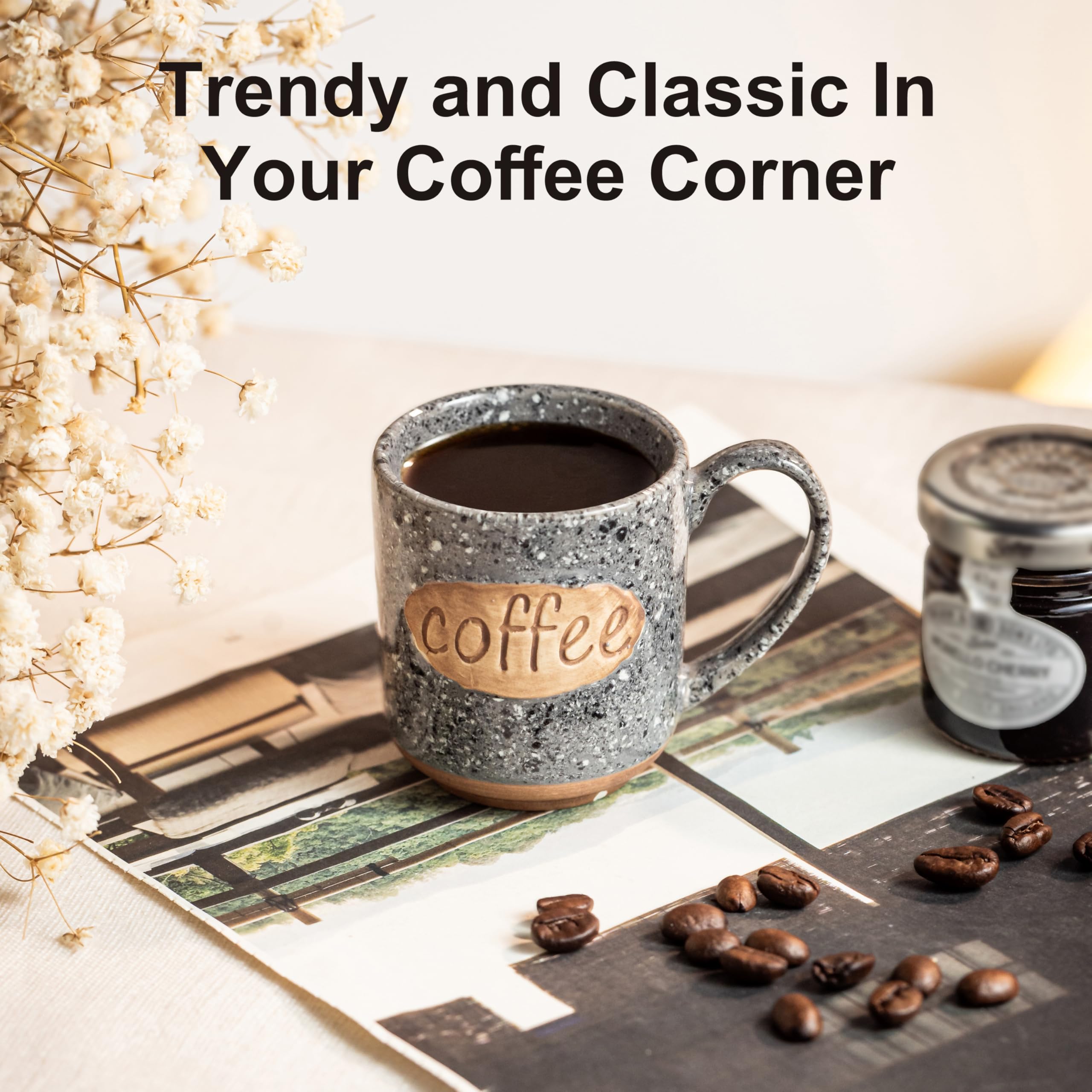 Conjunto LYEOBOH de tazas espresso grises, aptas lavavajillas