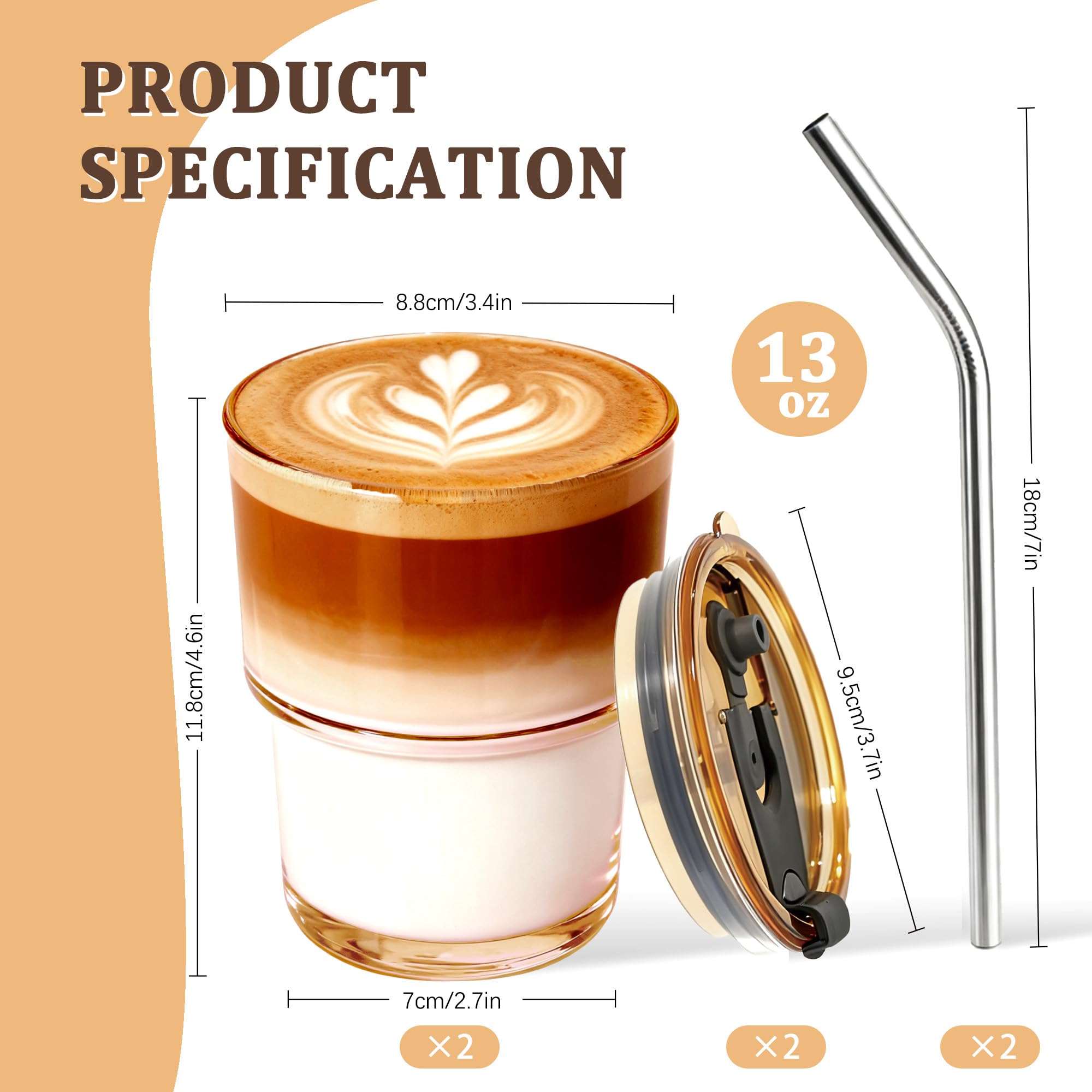 Vaso de vidrio Lyghei para smoothies y jugos con diseño claro