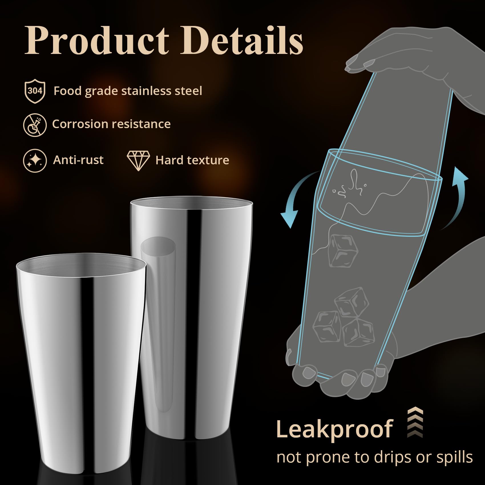 LyhoCink coctelera, acero inoxidable 304, duradera para uso diario en la barra.