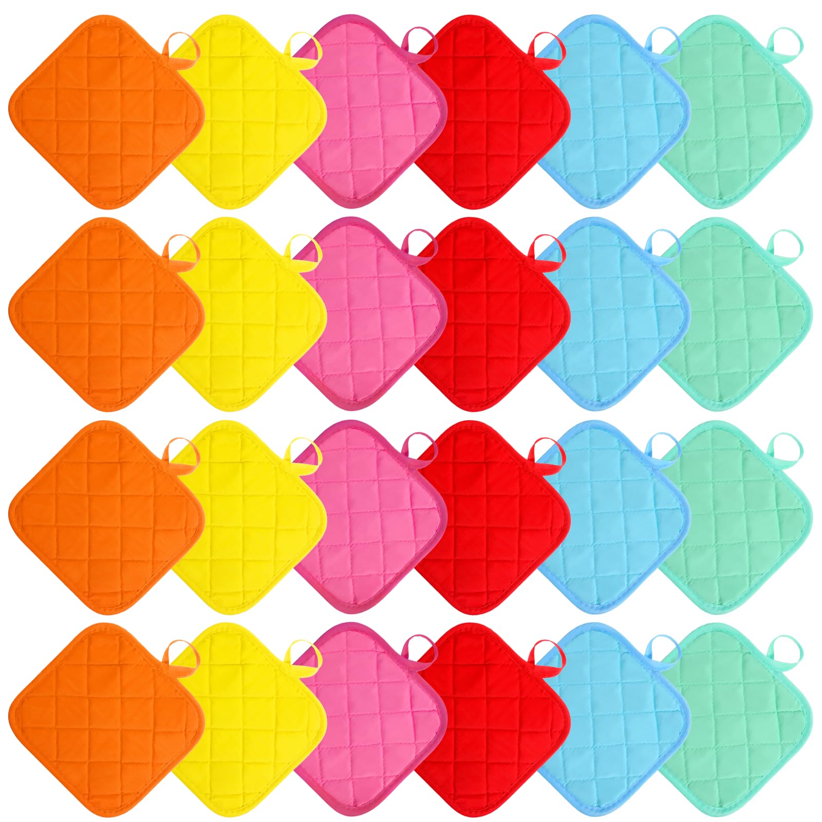Lyksgir: manoplas de algodón para cocina, 24 piezas en colores vivos para coordinar tareas.