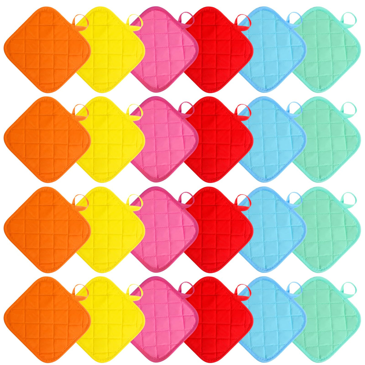 Lyksgir: manoplas de algodón para cocina, 24 piezas en colores vivos para coordinar tareas.