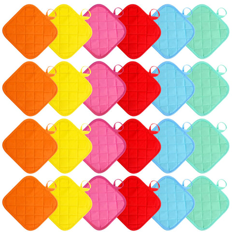 Lyksgir: manoplas de algodón para cocina, 24 piezas en colores vivos para coordinar tareas.