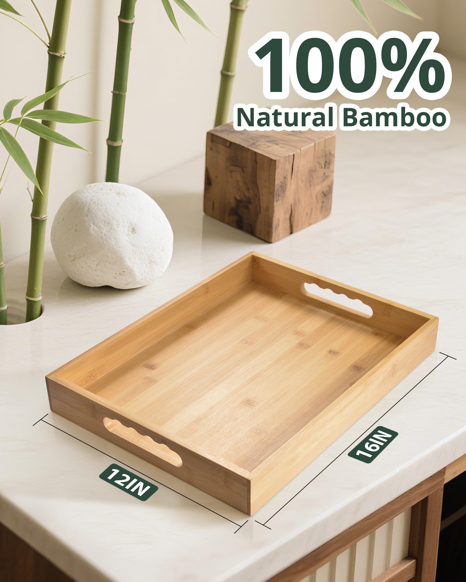 Regalo LYNG en bandeja de bambú, práctico para fiestas y cocinas.