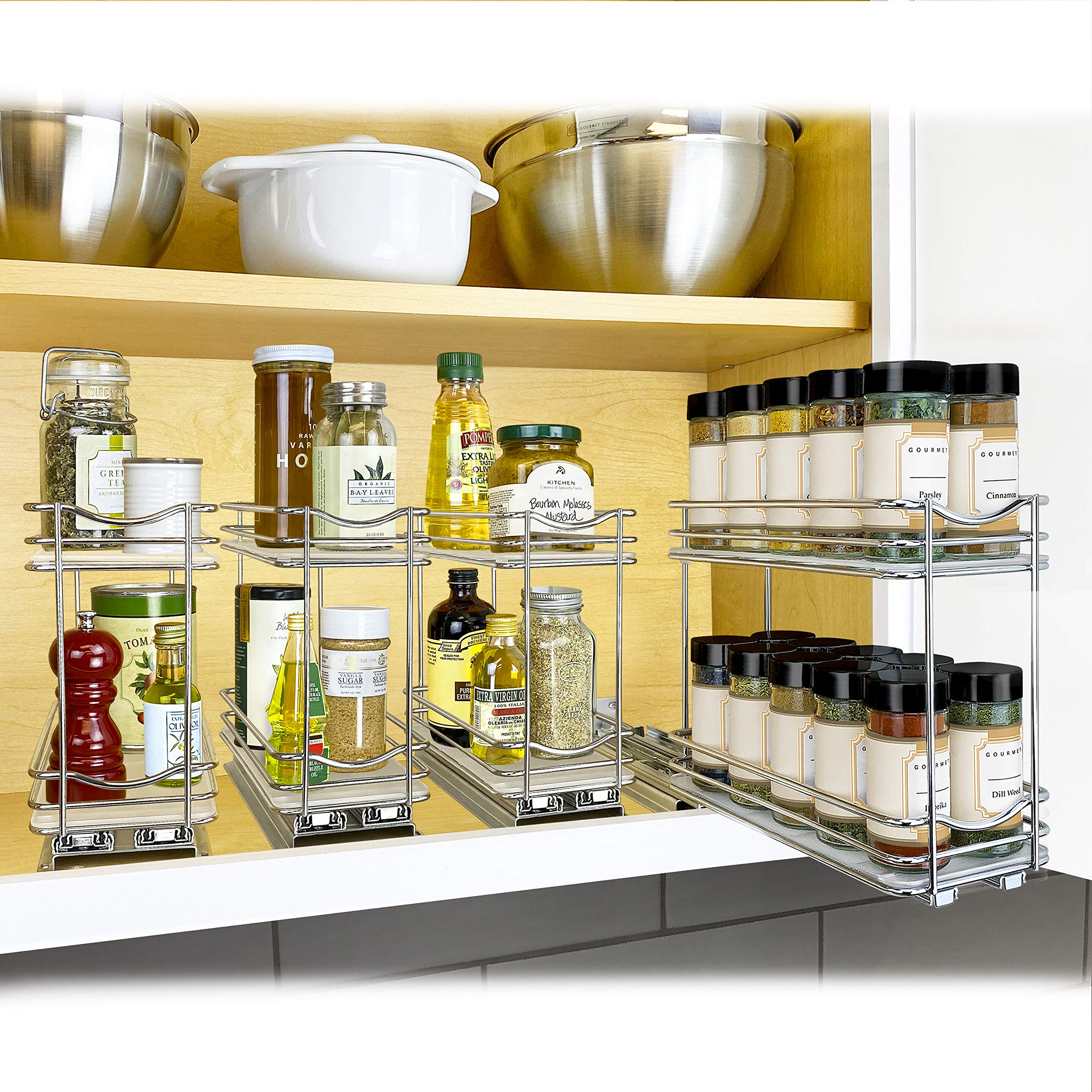 LYNK PROFESSIONAL organizador de especias de dos niveles, ideal para gabinetes estrechos.