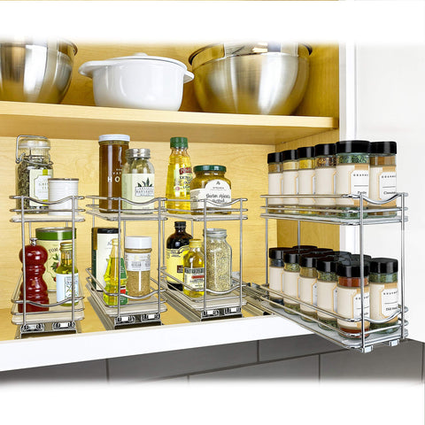 LYNK PROFESSIONAL organizador de especias de dos niveles, ideal para gabinetes estrechos.