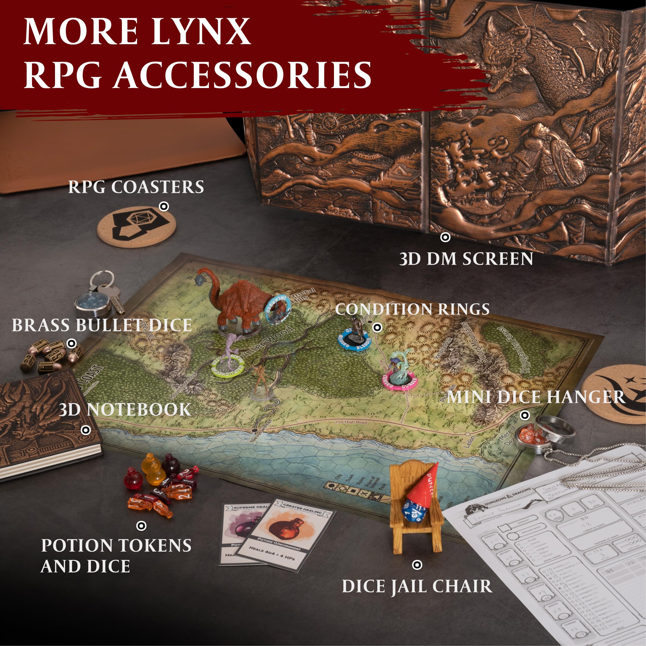 Lynx posavasos D&D, regalo ideal para fans y maestros.