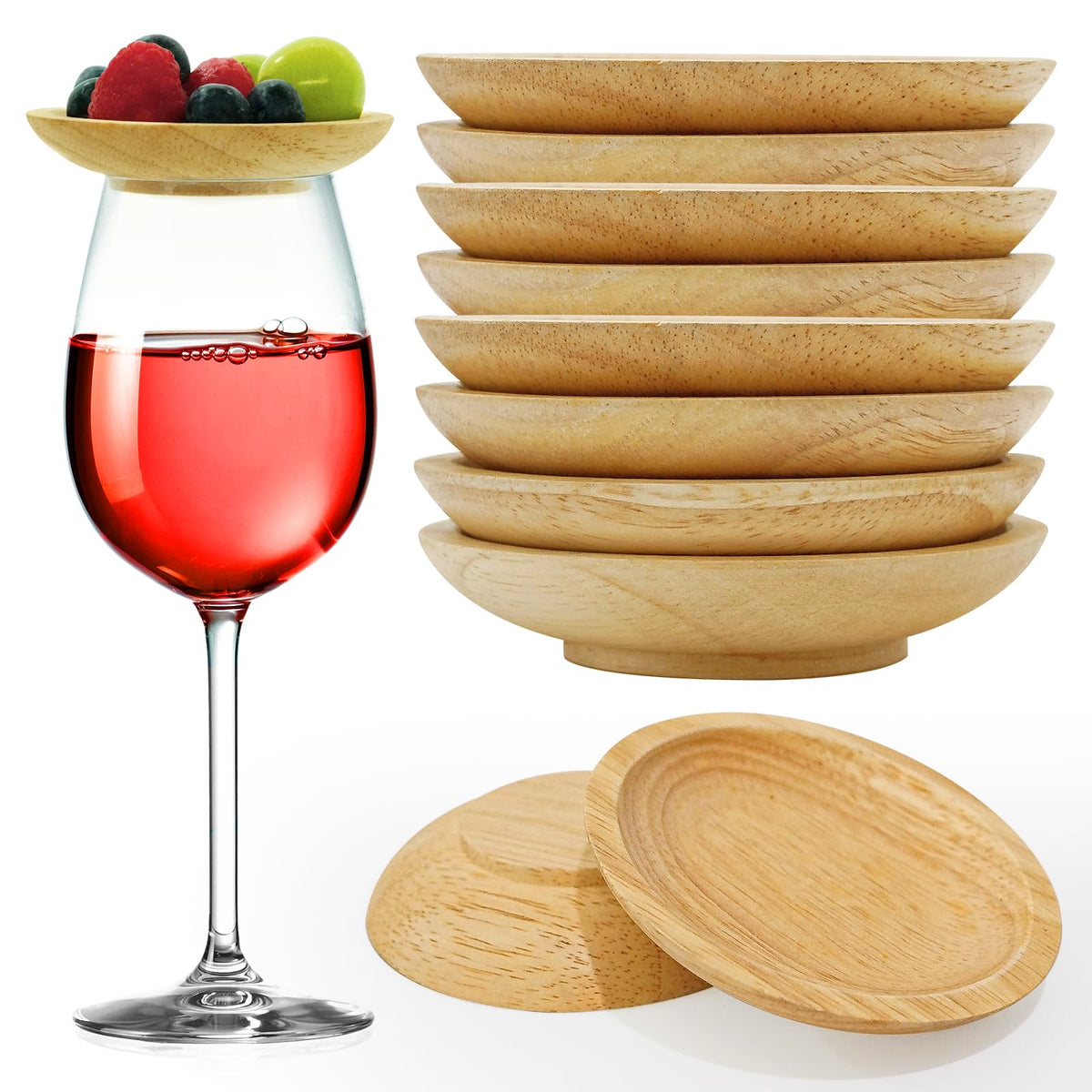 Lyonbi topper de charcuteria para copa de vino en madera, ideal para presentaciones elegantes.