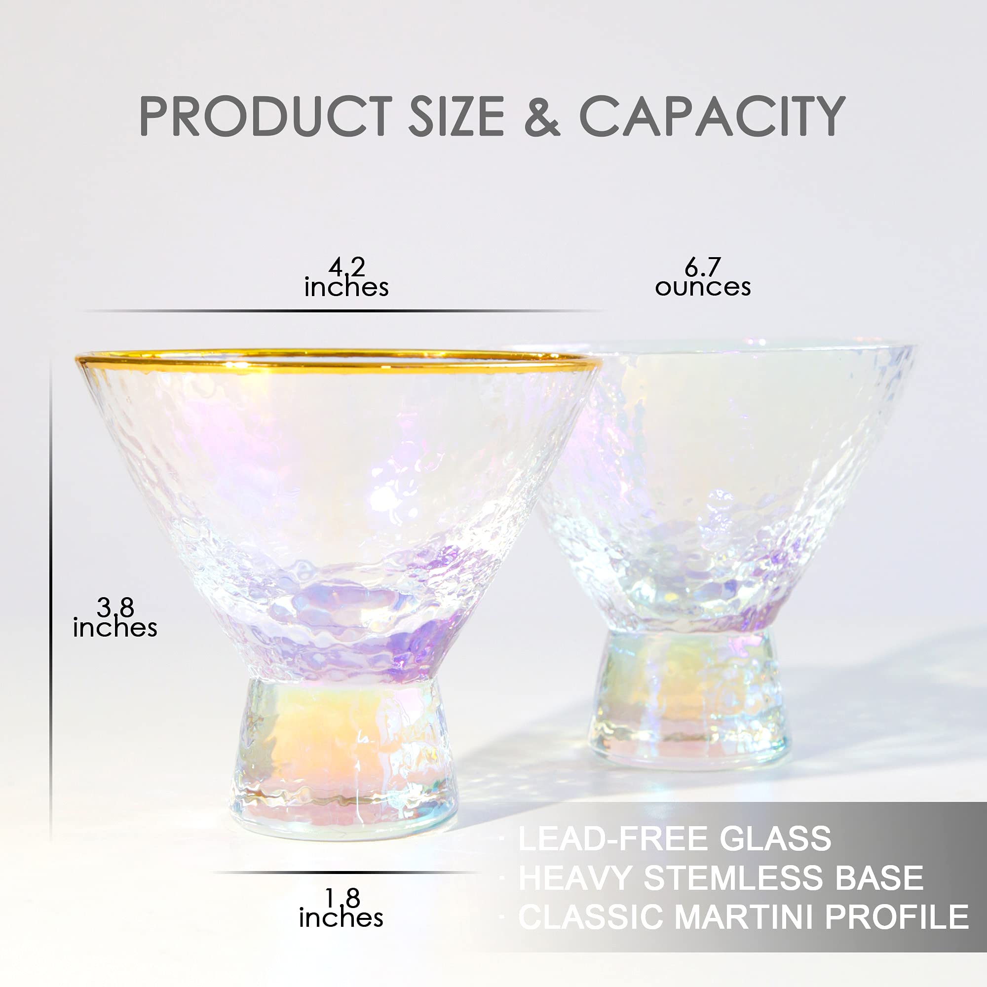 lysenn martini sin-tallo cristal-calidad-alta, vidrio seguro para bebidas