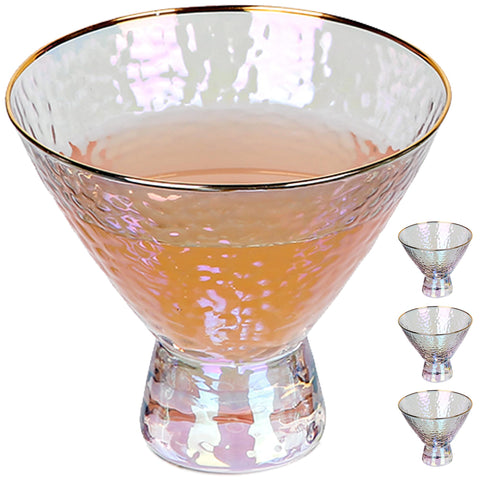 Lysenn vaso martini sin tallo con borde dorado para cócteles elegantes.