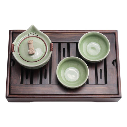Lyty bandeja de madera natural para té, aporta elegancia al ritual de servicio.