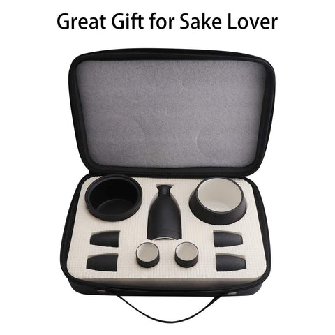 Calentador de sake Lyty con olla cerámica para mantener la bebida caliente.