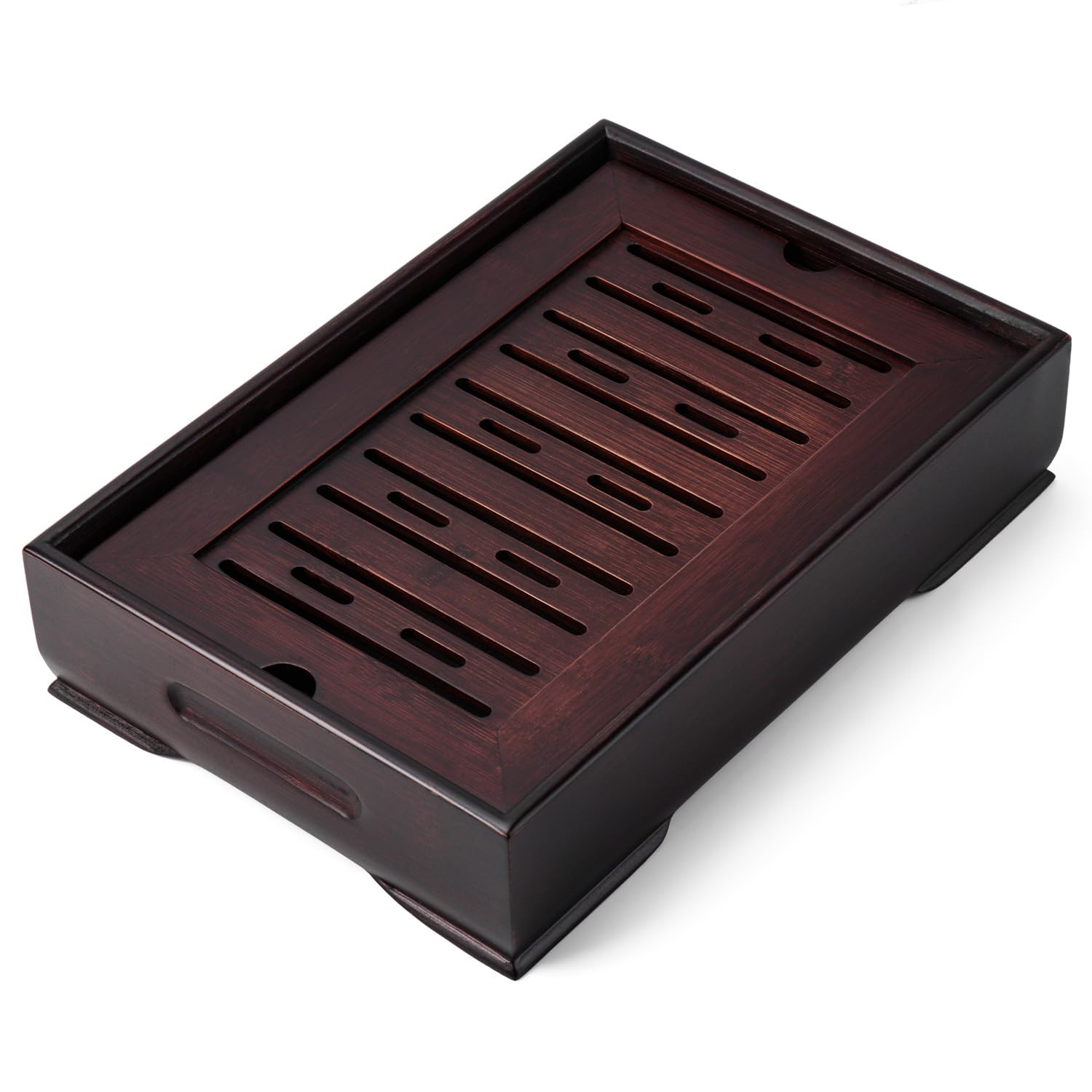 Lyty mini bandeja de bambu, vista superior, ideal para servir té y mantener la mesa ordenada.