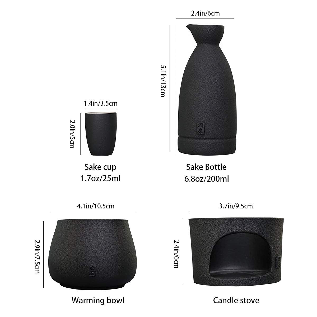 Seis vasos de sake cerámicos Lyty para degustación elegante.
