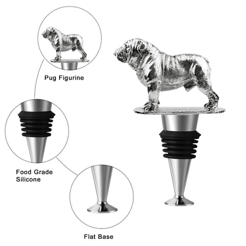 LYWUU Bulldog tapa de botella elegante para preservar la calidad del vino