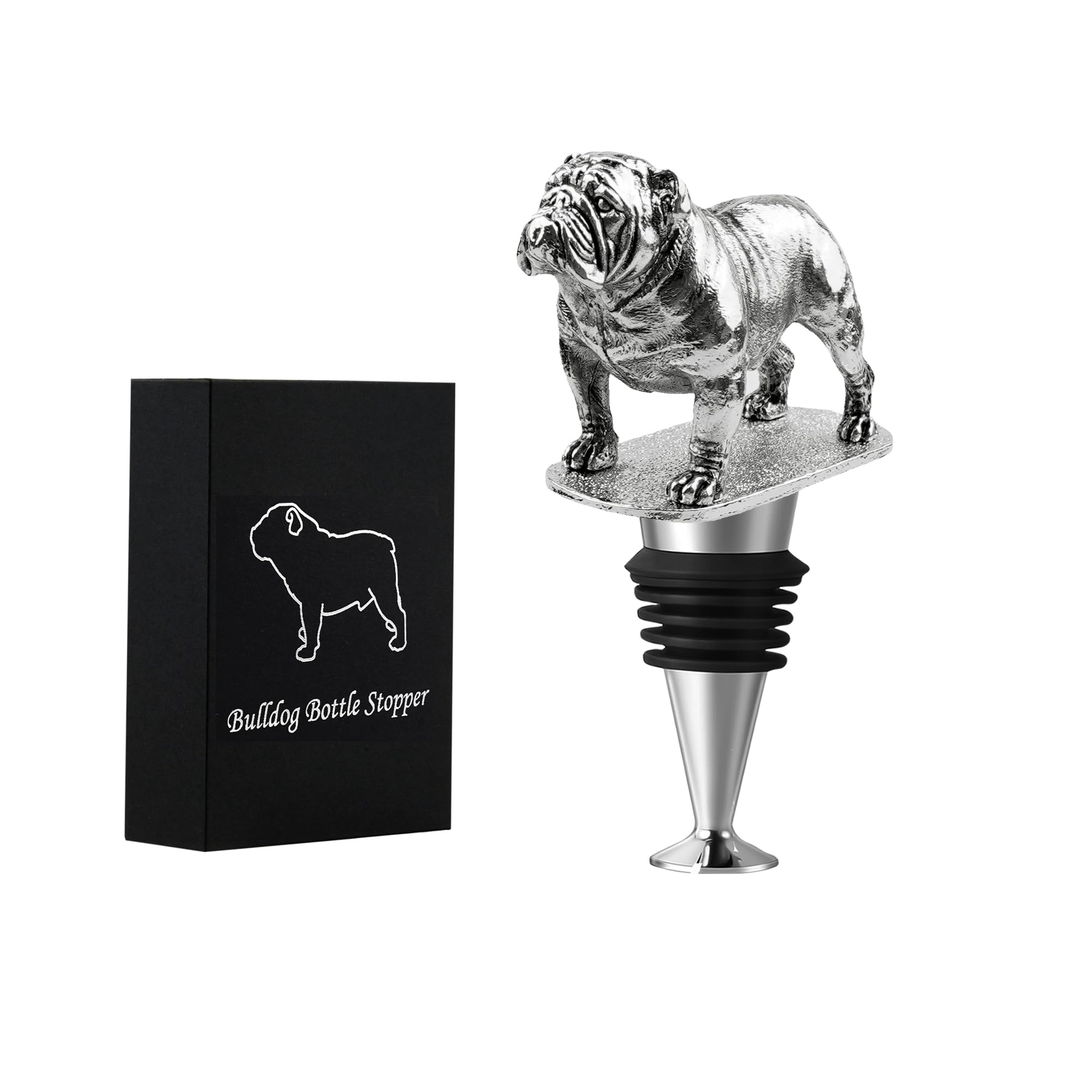 LYWUU Bulldog tapa de botella realista para conservar el aroma del vino