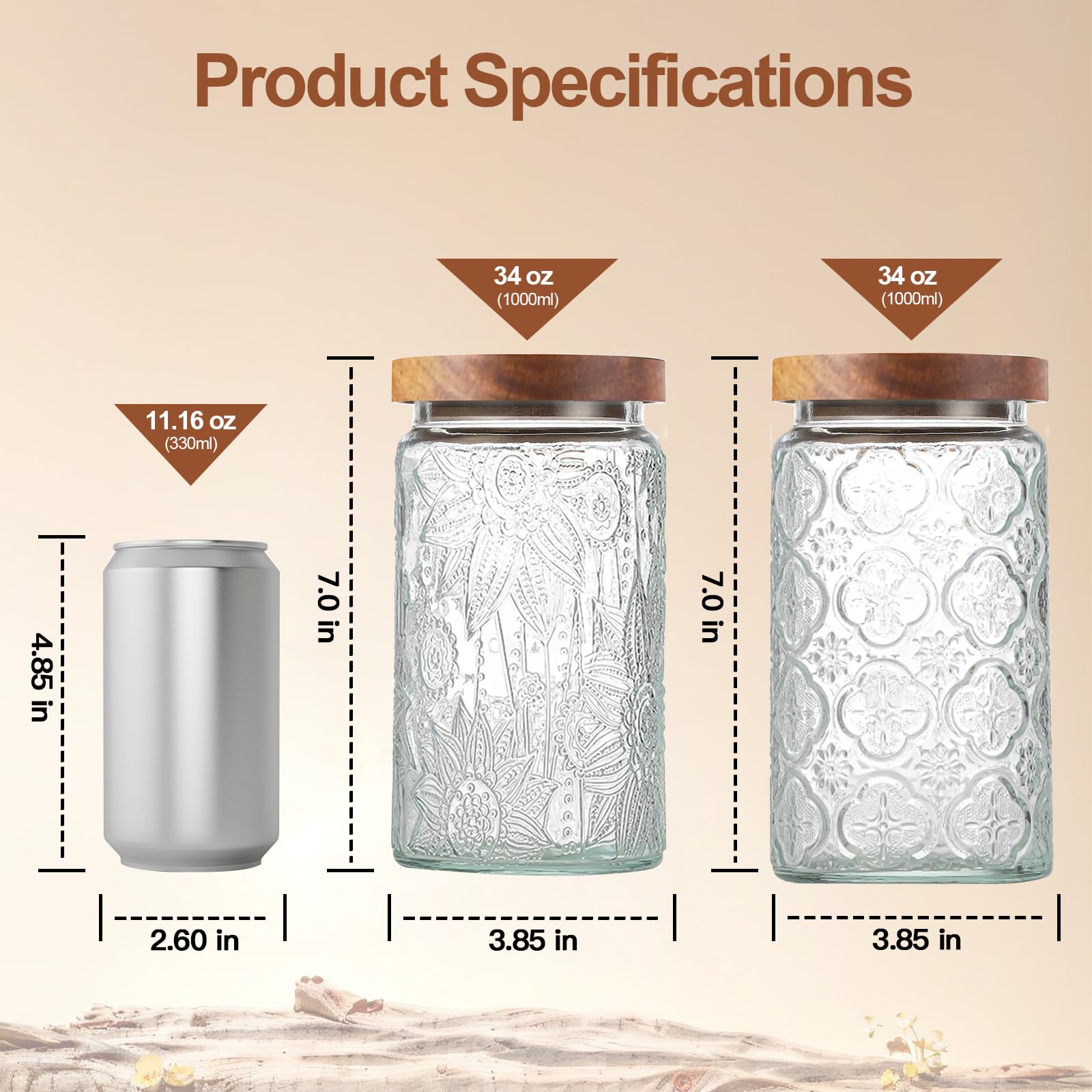Jarra LYXFZQ de vidrio borosilicato transparente, facilita identificar el contenido.