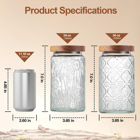 Jarra LYXFZQ de vidrio borosilicato transparente, facilita identificar el contenido.