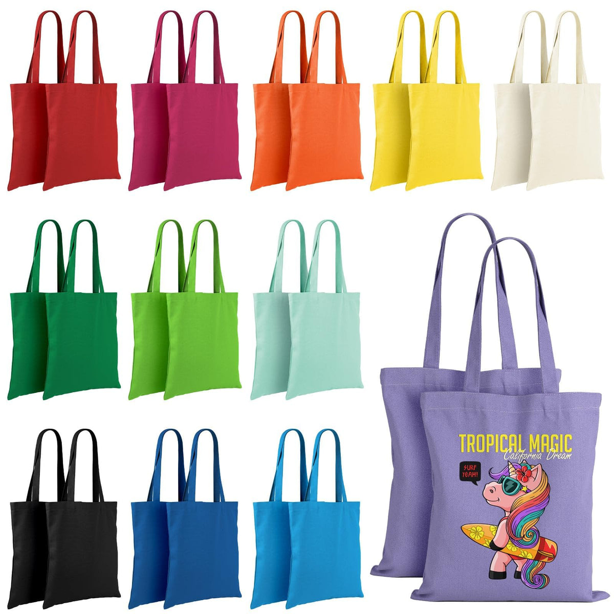 Bolsa tote de lona Lzerking en colores vibrantes, ideal para regalo o uso diario.