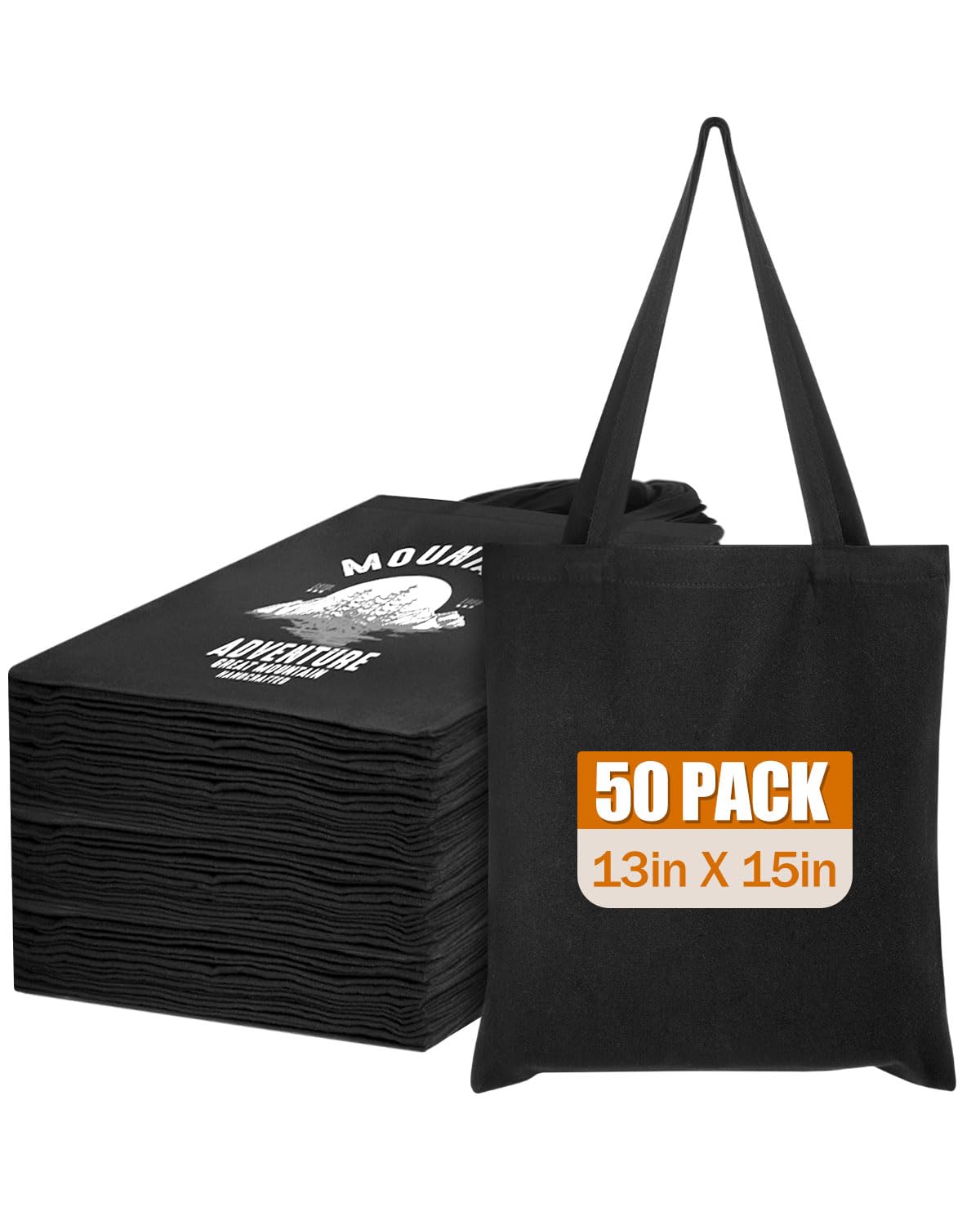 Lzerking bolsa tote de lona negra, 13x15, ideal para compras diarias.