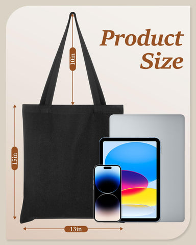 Lzerking bolsa tote de lona negra, 10 onzas, duradera y reutilizable para proyectos hechos a mano.
