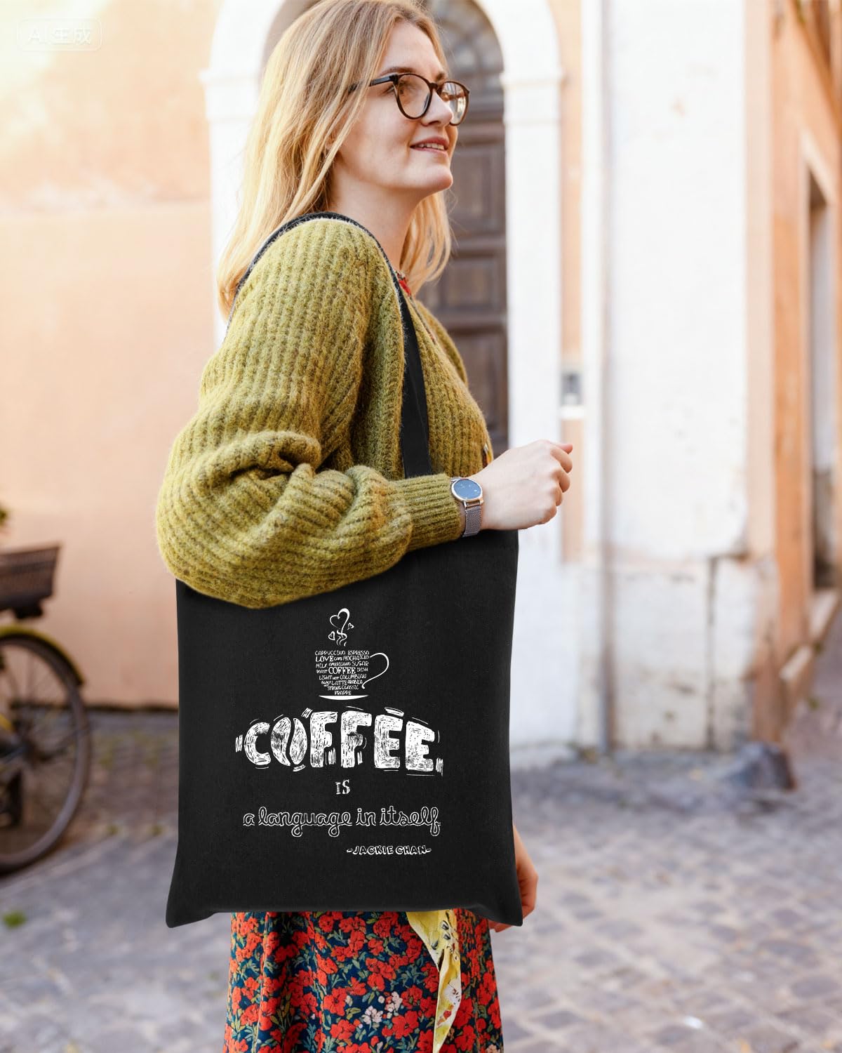 Lzerking bolsa tote, tejido 10oz mezcla poliéster–algodón, duradero y reutilizable.