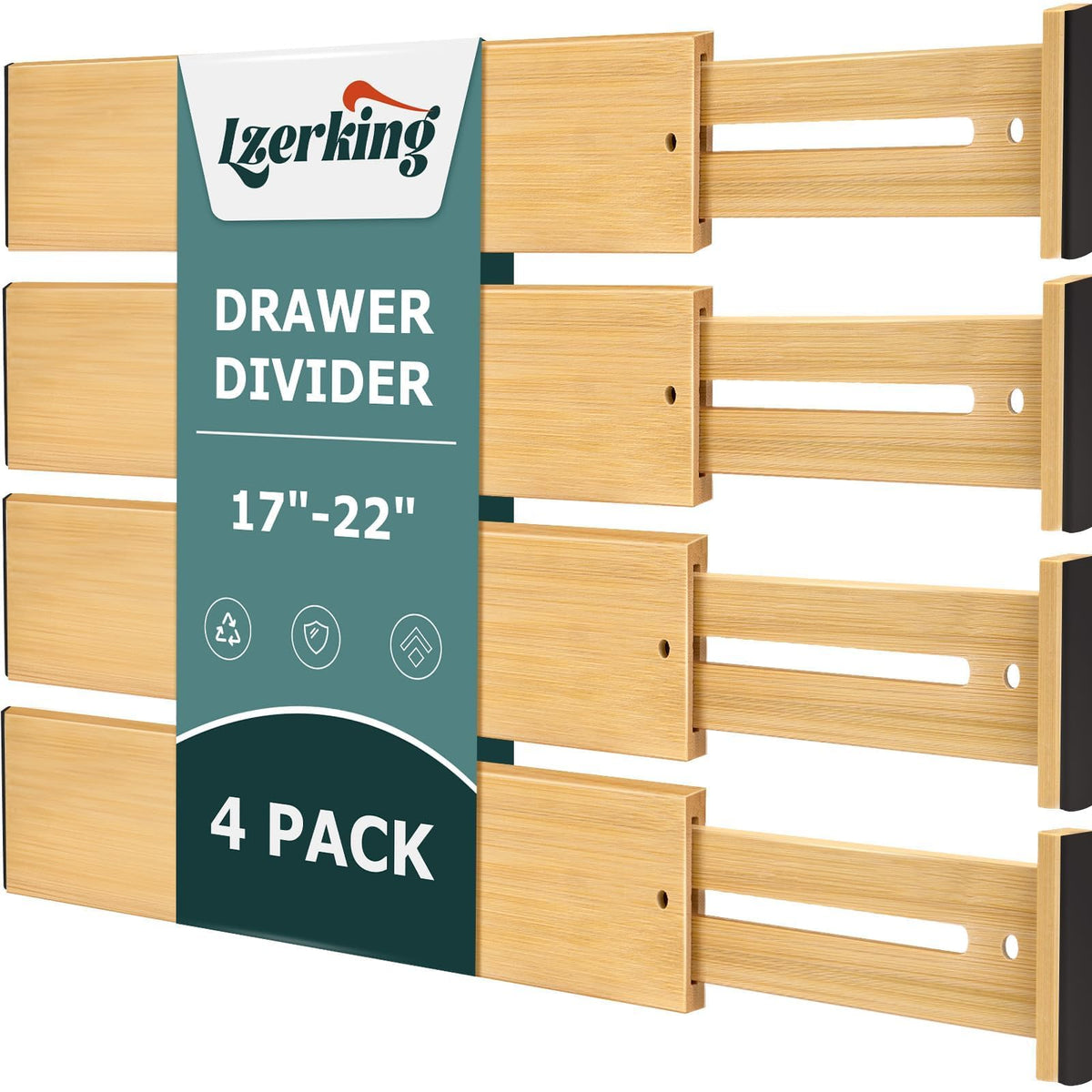 Lzerking divisores de cajón de bambú ajustables para ordenar utensilios de cocina