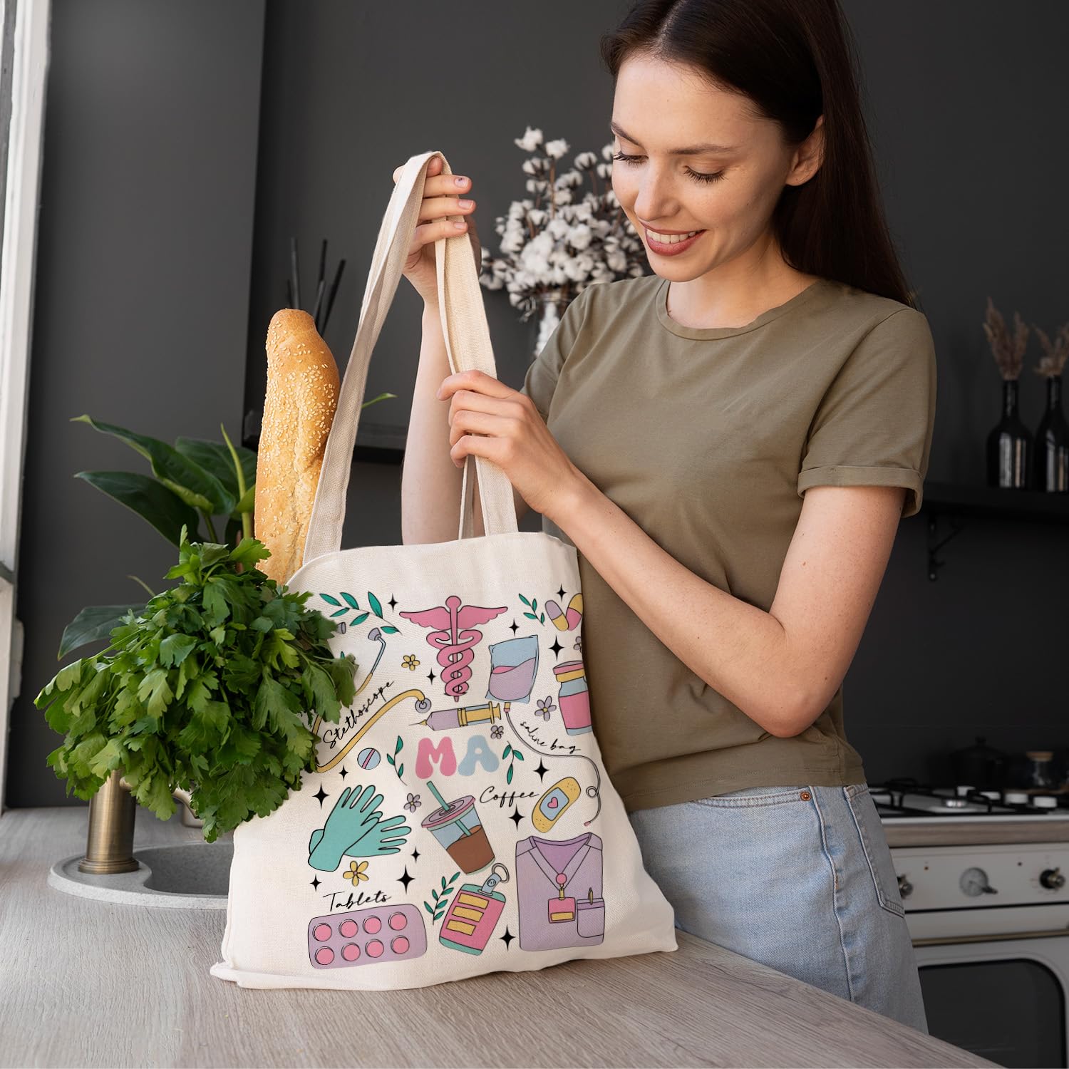Tamaño 38 x 43 cm en la bolsa tote LZYRF, amplia para libros.