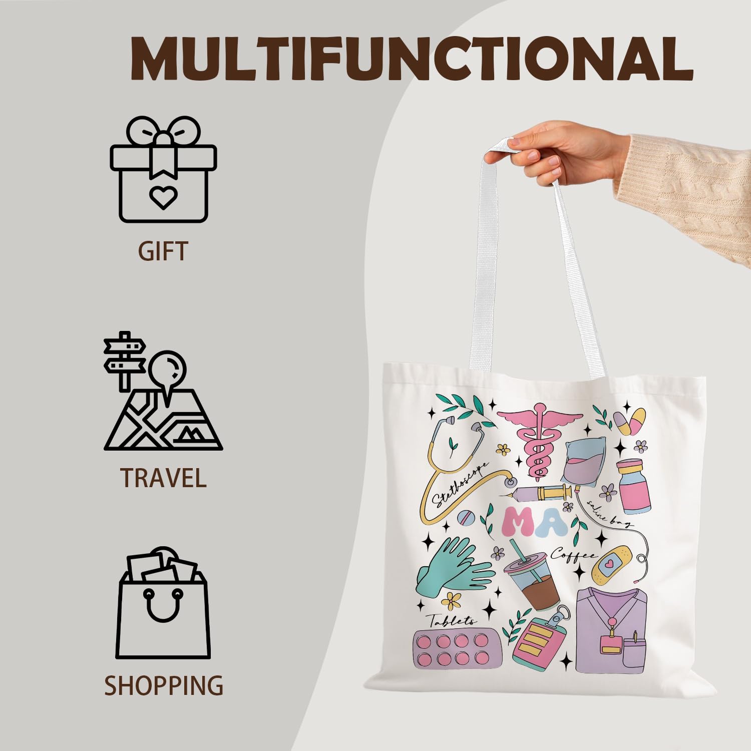 Uso diario seguro con la bolsa tote LZYRF, ideal para trabajo y mandados.
