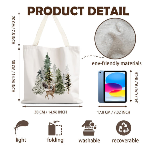 bolso LZYRF de lona con escena invernal, perfecto para compras.