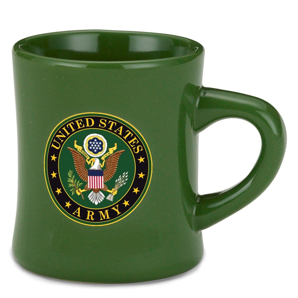 Taza M. Cornell con escudo del Ejército para ritual de café diario