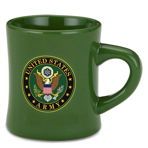 Taza M. Cornell con escudo del Ejército para ritual de café diario