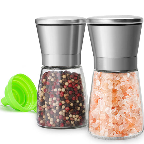 M JINGMEI molinillo de sal y pimienta con vidrio y tapa de acero, ideal para especias secas.