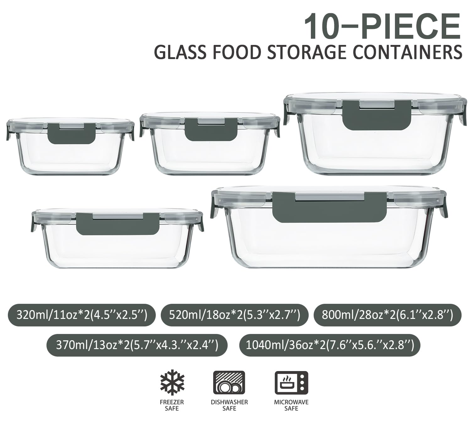 Contenedor de vidrio M MCIRCO 11 onzas con tapa, ideal para porciones y transporte.
