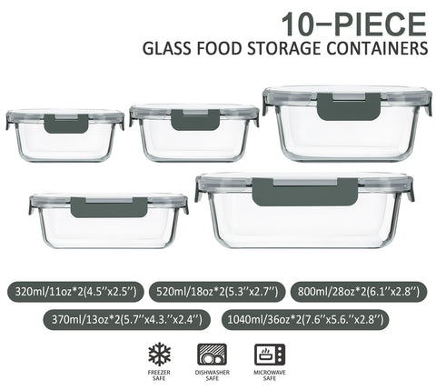 Contenedor de vidrio M MCIRCO 11 onzas con tapa, ideal para porciones y transporte.