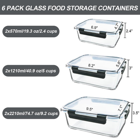 Contenedores cristal grandes M MCIRCO 40.9 oz para sobras y comidas