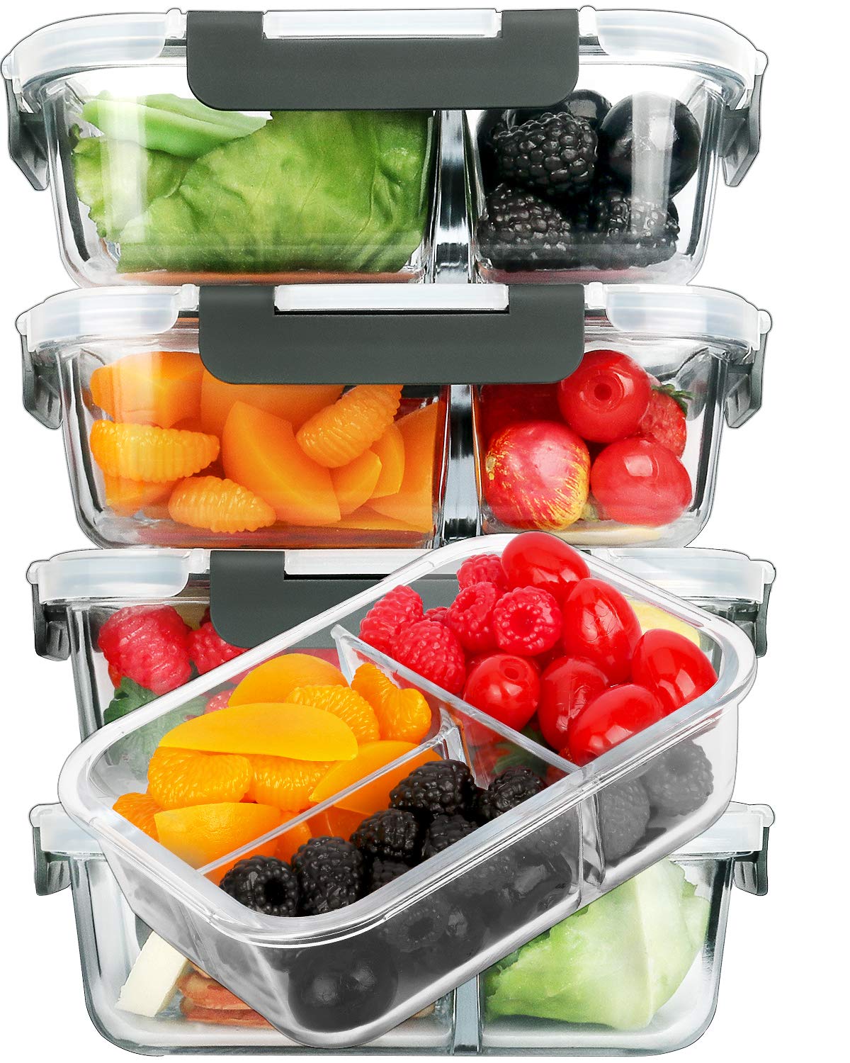 Conjunto M MCIRCO de vidrio con 3 compartimentos para comidas balanceadas