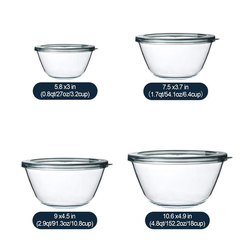 Ensaladera de vidrio M MCIRCO 1.7qt con tapa hermética, ideal para porciones